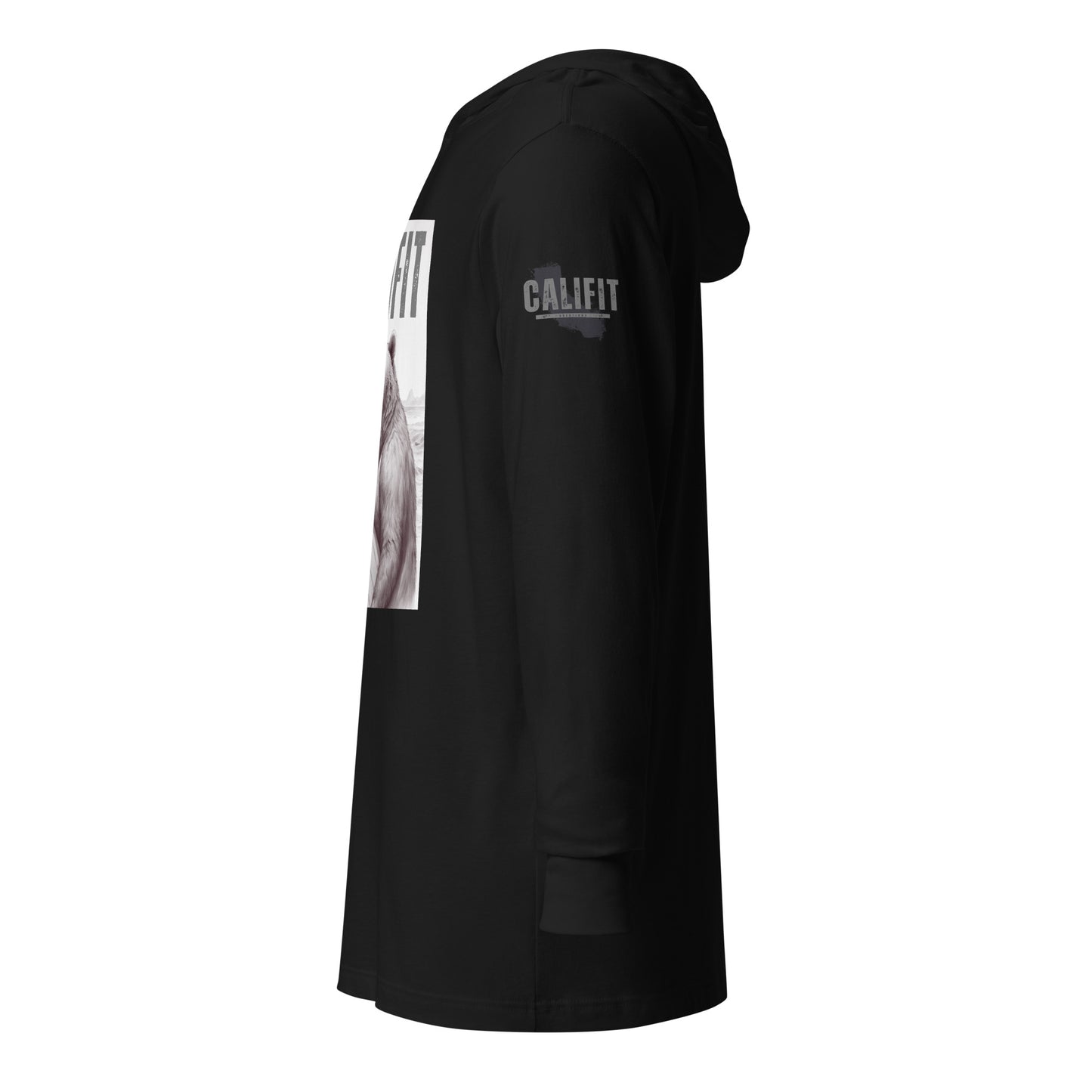 Sunset Surfer Bear Hooded long-sleeve tee
